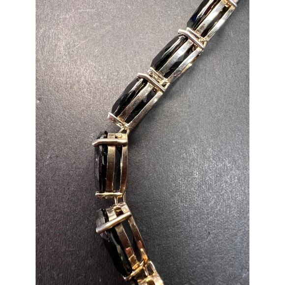 Black spinel Estate sterling silver tennis bracelet 7.5 inches - Picture 14 of 16